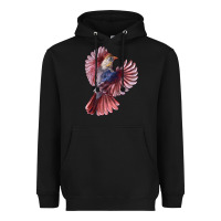 Black Flying Northern Cardinal Bird Heavyweight Hoodie - LillyAllenDesigns