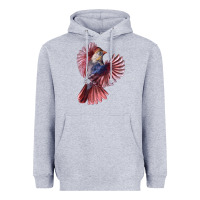 Heather Grey Flying Northern Cardinal Bird Heavyweight Hoodie - LillyAllenDesigns