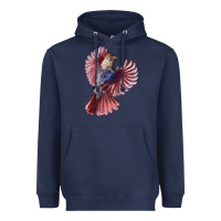 Navy Flying Northern Cardinal Bird Heavyweight Hoodie - LillyAllenDesigns
