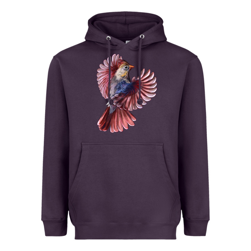 Flying Northern Cardinal Bird Heavyweight Hoodie by LillyAllenDesigns | Teevron
