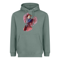 Sage Flying Northern Cardinal Bird Heavyweight Hoodie - LillyAllenDesigns