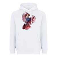 White Flying Northern Cardinal Bird Heavyweight Hoodie - LillyAllenDesigns