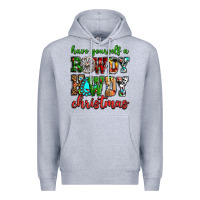 Heather Grey Have yourself a rowdy howdy Christmas Premium Hoodie - NancyCooperArtShop