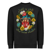 Black just a girl who loves chicken with sunflowers and gemstone Heavyweight Sweatshirt - texasbilliewilder