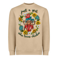 Mushroom just a girl who loves chicken with sunflowers and gemstone Heavyweight Sweatshirt - texasbilliewilder