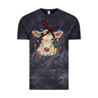 Cloud Black charolais calf with christmas lights baby cow Vintage Tee - RanaPortraitStore