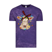 Cloud Purple charolais calf with christmas lights baby cow Vintage Tee - RanaPortraitStore