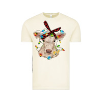 Vintage Arctic charolais calf with christmas lights baby cow Vintage Tee - RanaPortraitStore