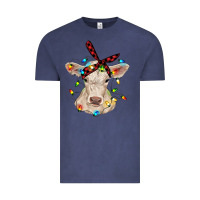Vintage Denim charolais calf with christmas lights baby cow Vintage Tee - RanaPortraitStore