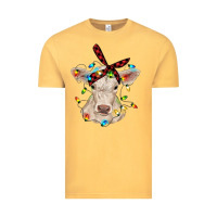 Vintage Mustard charolais calf with christmas lights baby cow Vintage Tee - RanaPortraitStore