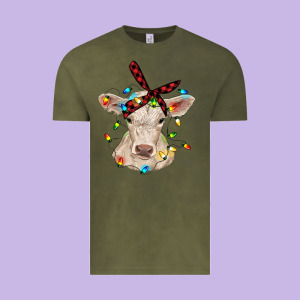 Charolais Calf With Christmas Lights Baby Cow Vintage Tee Designed By Ranaportraitstore