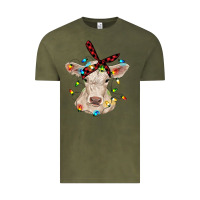 Vintage Olive charolais calf with christmas lights baby cow Vintage Tee - RanaPortraitStore