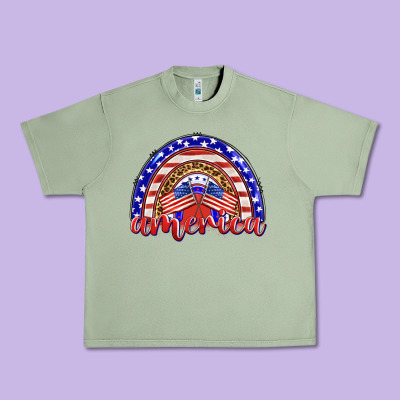 America Rainbow Urban Heavy Tee Designed By Barkaloodesign