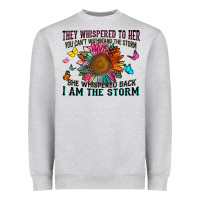 Heather Grey they whispered to her you can't withstand the stor Heavyweight Sweatshirt - Zillion Design Studio