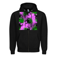 Black halloween spider green leopard seamless pattern Zipper Hoodie - BundleAndBundleShop