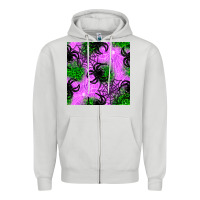 Dove Grey halloween spider green leopard seamless pattern Zipper Hoodie - BundleAndBundleShop