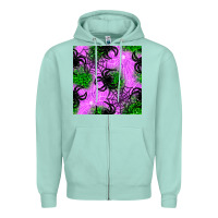 Seafoam halloween spider green leopard seamless pattern Zipper Hoodie - BundleAndBundleShop