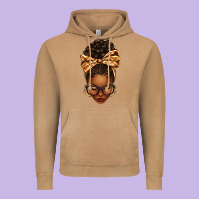 Plaid Bandana Afro Woman Vintage Hoodie Designed By Texasbilliewilder