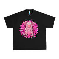 Pink Sunflower Pig Urban Heavy Tee | Teevron