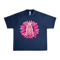 Navy pink sunflower pig Urban Heavy Tee - RanaPortraitStore