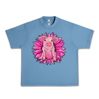Pebble Blue pink sunflower pig Urban Heavy Tee - RanaPortraitStore