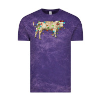 Cloud Purple Charolais bull with christmas lights Vintage Tee - RanaPortraitStore