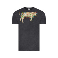 Vintage Black Charolais bull with christmas lights Vintage Tee - RanaPortraitStore