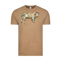 Vintage Coffee Charolais bull with christmas lights Vintage Tee - RanaPortraitStore