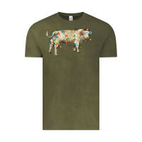 Vintage Olive Charolais bull with christmas lights Vintage Tee - RanaPortraitStore