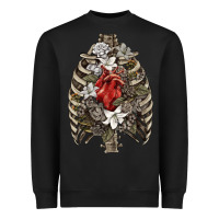 Black Skeleton Rib Cage Heart Heavyweight Sweatshirt - RanaPortraitStore