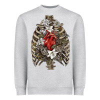 Heather Grey Skeleton Rib Cage Heart Heavyweight Sweatshirt - RanaPortraitStore