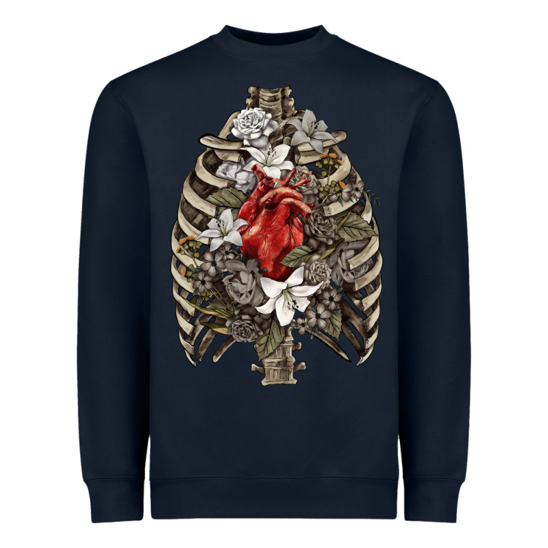 Skeleton Rib Cage Heart Heavyweight Sweatshirt by RanaPortraitStore | Teevron