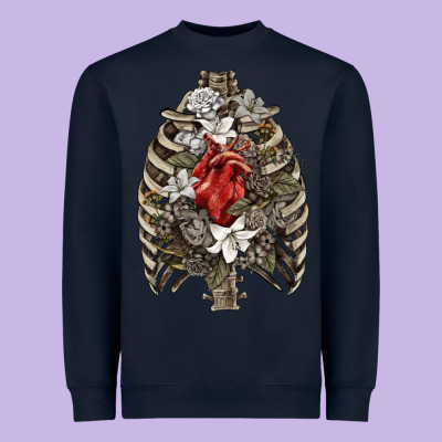 Heavyweight Sweatshirt Skeleton Rib Cage Heart