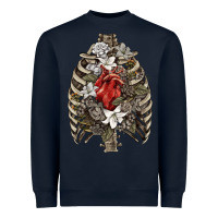 Navy Skeleton Rib Cage Heart Heavyweight Sweatshirt - RanaPortraitStore
