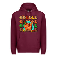 Burgundy gobble gobble gobble gobble turkey Premium Hoodie - MaliasSmallBusiness