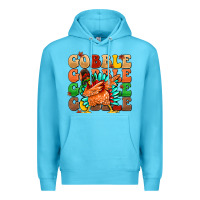 Ocean Blue gobble gobble gobble gobble turkey Premium Hoodie - MaliasSmallBusiness