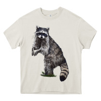 Cream Raccoon Illustrations Heavy Core Tee - LillyAllenDesigns