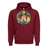 Burgundy fall gnomes round earrings 1 Zipper Hoodie - Artiststas