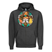 Charcoal Heather fall gnomes round earrings 1 Zipper Hoodie - Artiststas