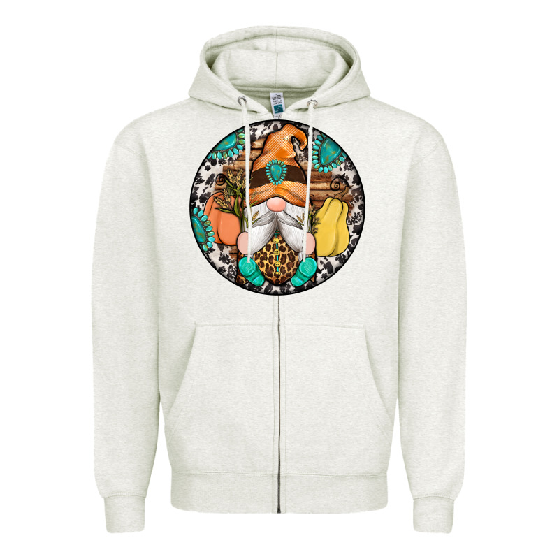 Fall Gnomes Round Earrings 1 Zipper Hoodie by Artiststas | Teevron