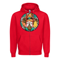 Red fall gnomes round earrings 1 Zipper Hoodie - Artiststas
