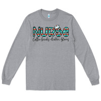 Heather Grey coffee scrubs and rubber gloves Long Sleeve Tee - CowhideDigitalArt
