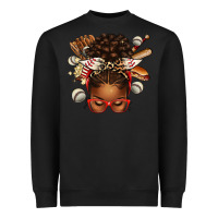 Black baseball afro messy bun Heavyweight Sweatshirt - texasbilliewilder