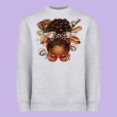 Heavyweight Sweatshirt baseball afro messy bun