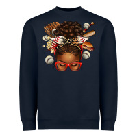 Navy baseball afro messy bun Heavyweight Sweatshirt - texasbilliewilder