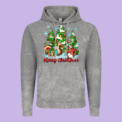 Vintage Hoodie merry christmas rabbits