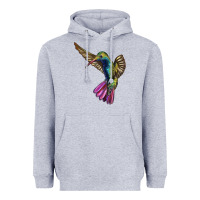 Heather Grey Flying Ruby Throated Hummingbird Heavyweight Hoodie - LillyAllenDesigns