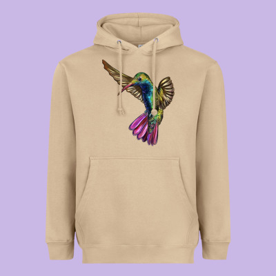 Flying Ruby Throated Hummingbird Heavyweight Hoodie Designed By Lillyallendesigns