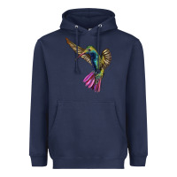 Navy Flying Ruby Throated Hummingbird Heavyweight Hoodie - LillyAllenDesigns
