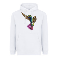 White Flying Ruby Throated Hummingbird Heavyweight Hoodie - LillyAllenDesigns